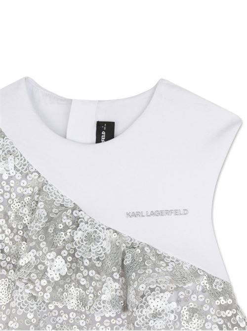 Abito bambina Karl Lagerfeld bianco con paillettes Karl Lagerfeld Kids | Z31139M31